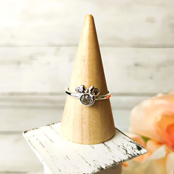 NEW Mickey Mouse Disney Rhinestone Ring Silver Tone Size 7 Cute, Fun, Unique - Picture 1 of 3
